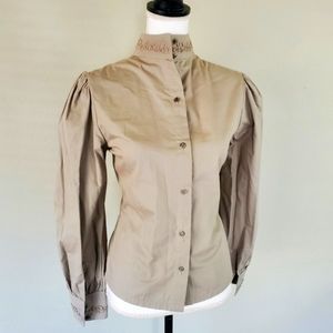 TRUE WEST Khaki Button Blouse - Size Small (NWOT)